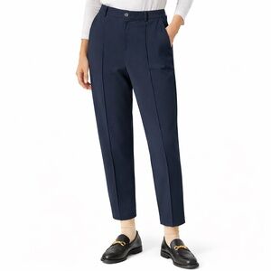 LANDS’ END Cotton Stretch Navy Blue Straight Leg Trousers Side & Back Pockets XL
